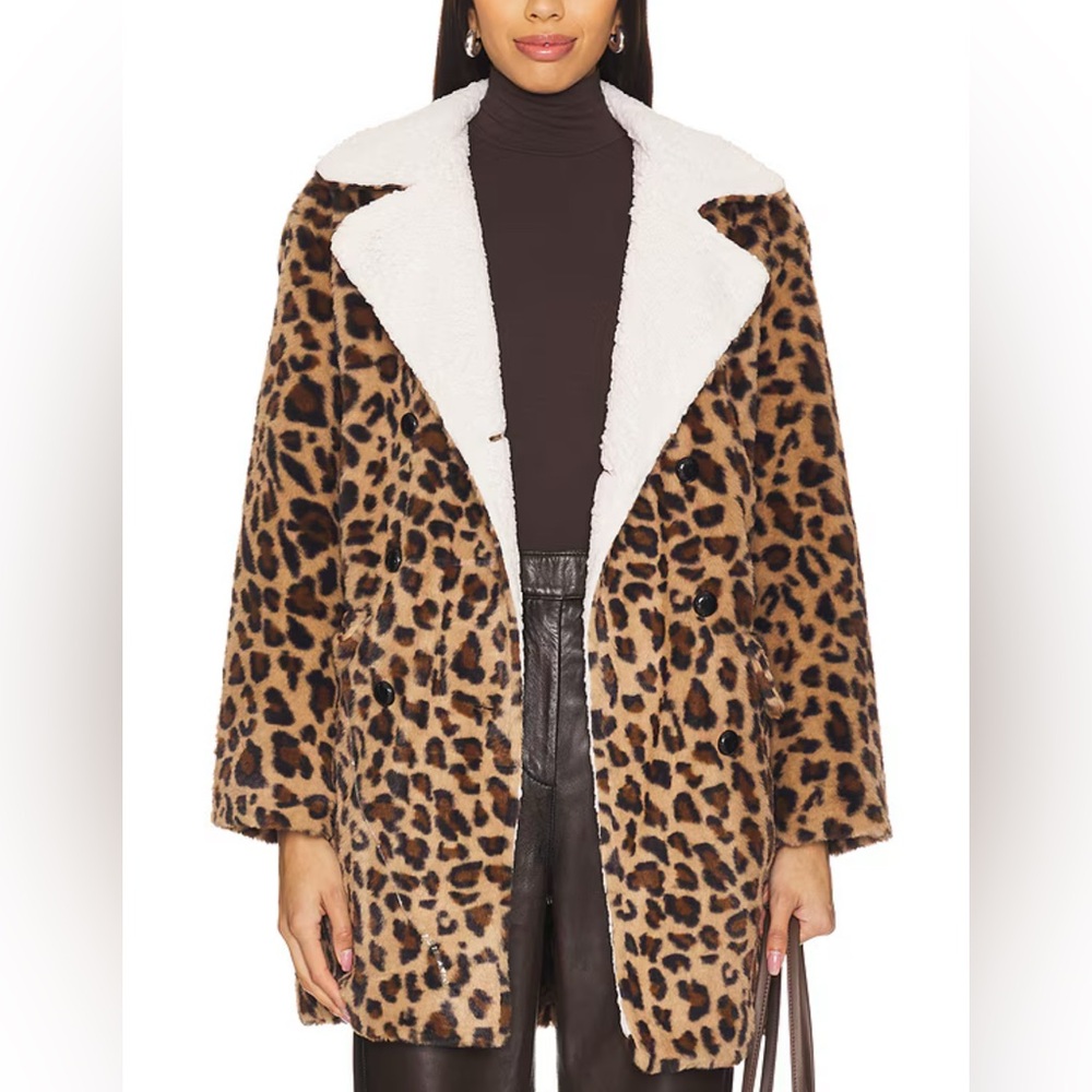 LNA Leopard Print Teddy Jacket with Cream Lining